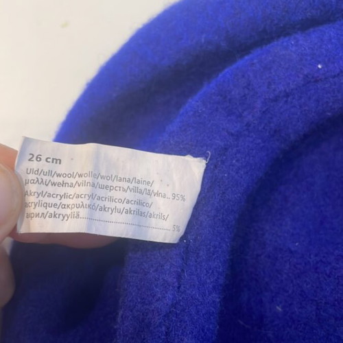Wool children's beret used, intense blue, 26 cm