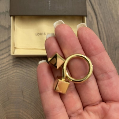 Louis Vuitton Double Cube Ring, gold-tone metal, size 53-54