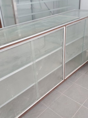 Vintage display cabinets and refrigerator for bakery or pastry shop