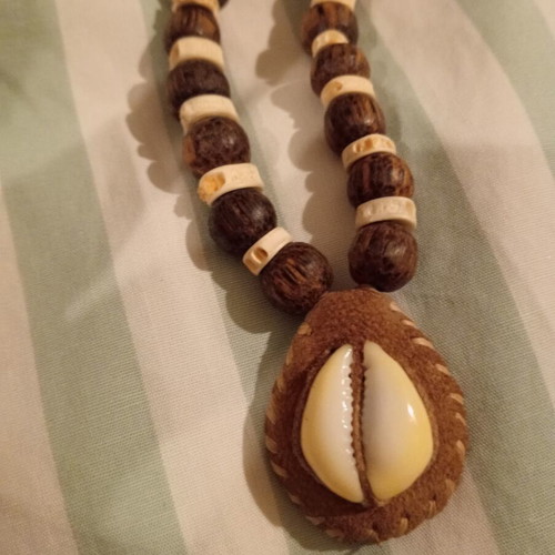 African Cowrie Shell Necklace new, unisex, vintage boho tribal leather