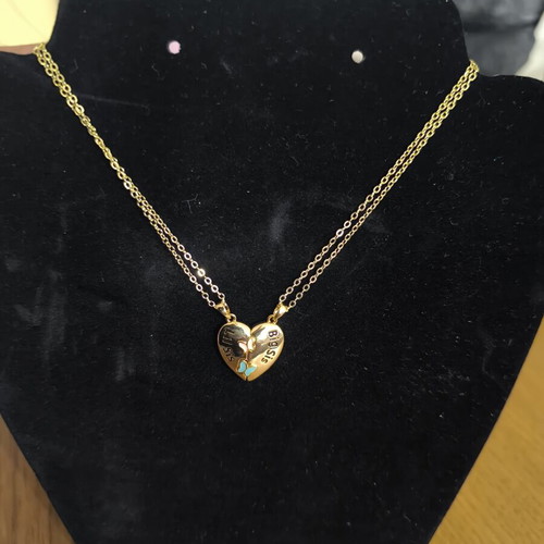 Best Sis Lil Sis Necklace Set with Heart and Butterflies