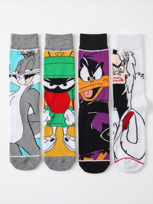 Looney Tunes & Cruella socks set, 4 pairs, new