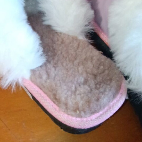 Leather fur slippers Kastoria new, size 38, beige