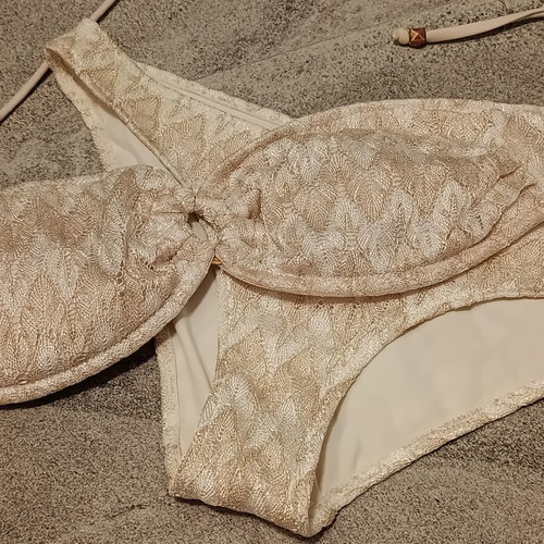 H&M white gold strapless bikini
