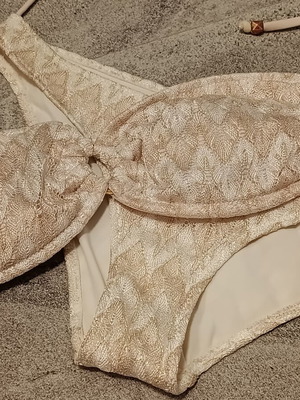 H&M white gold strapless bikini