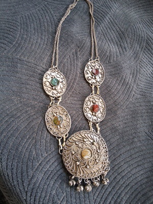 Vintage Atelier ασημένιο φιλιγκρί κολιέ με πέτρες σαν καινούργιο, 54 εκ