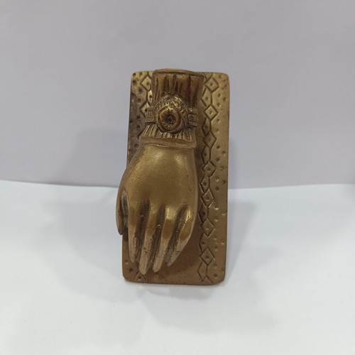Vintage Solid Brass Door Knocker 'Hand of Fatima' with Relief Plate