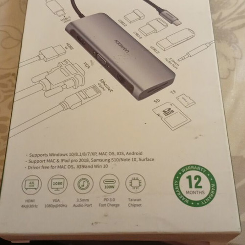 Ugreen 10-in-1 USB-C Hub adapter like new, 100W, 4K HDMI