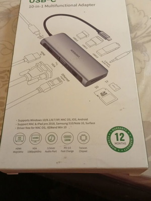Ugreen 10-in-1 USB-C Hub adapter like new, 100W, 4K HDMI