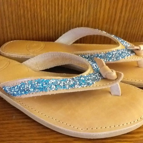 A.L.E. women's leather sandals new size 39 with blue beads