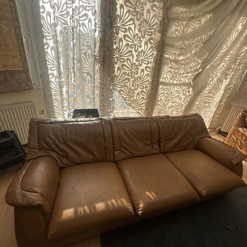Leather sofa set, three-piece, genuine leather