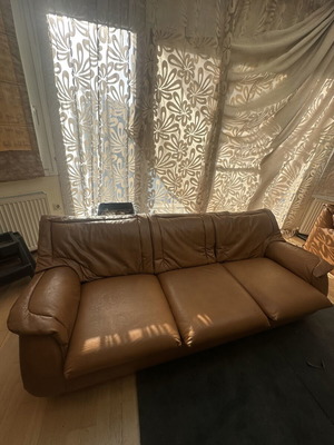 Leather sofa set, three-piece, genuine leather