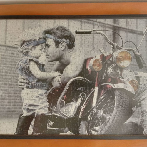 Framed puzzle art used, 500 pieces with black frame
