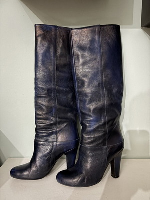 Leather boots Rollini blue size 37 like new with wide fit