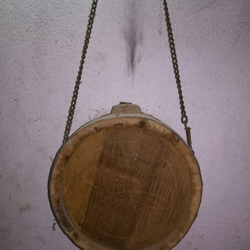 Wooden canteen old handmade used with chain