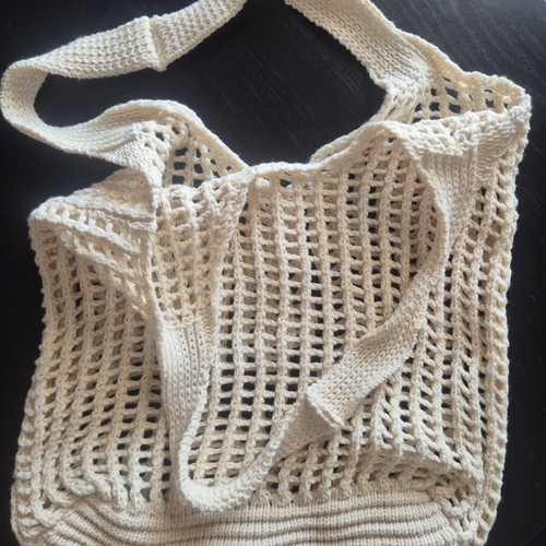 Crochet shoulder bag like new, large beige boho style