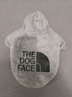 Small dog hoodie used, grey