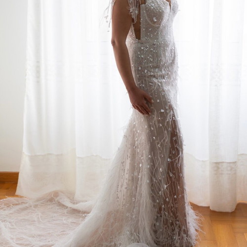 Denise Eleftheriou wedding dress used, size M, white