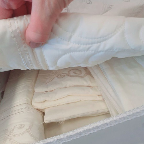 Palamaiki wedding bedspread set 7 pieces ivory cotton satin new