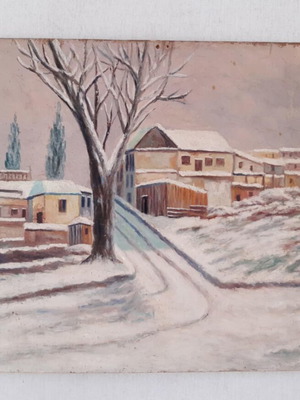 Old painting on plywood used, 37 x 27 cm
