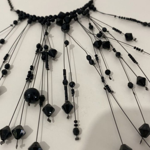 Handmade necklace with black beads like new
