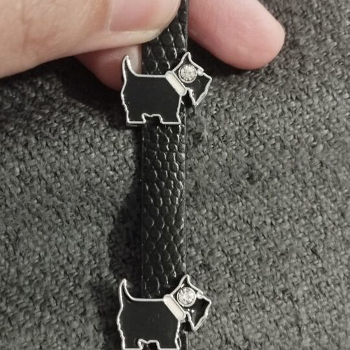 Leather black bracelet with Scottie dog charms and rhinestones, like new