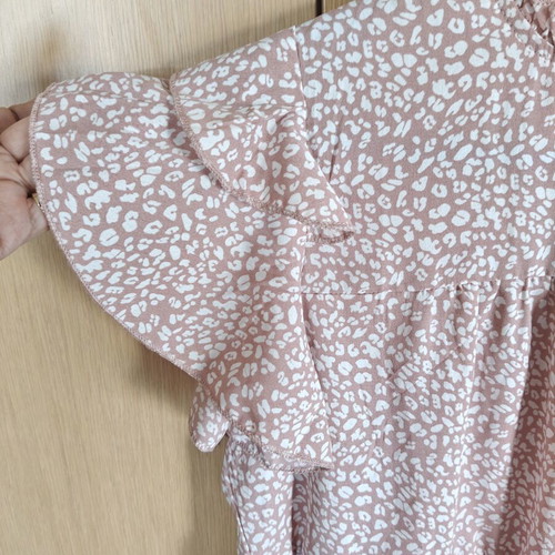 Shein pink top with ruffles on sleeves size L new
