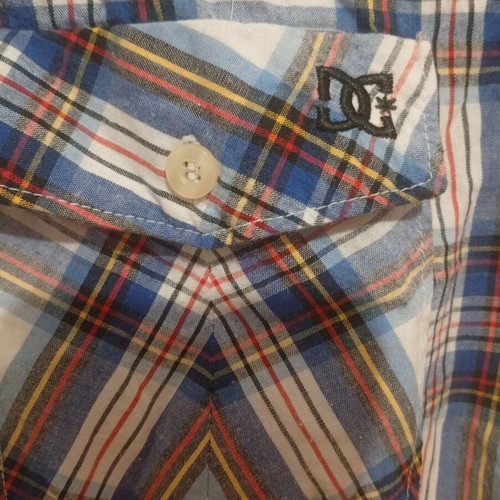 DC short sleeve men's plaid shirt, multicolor, size M