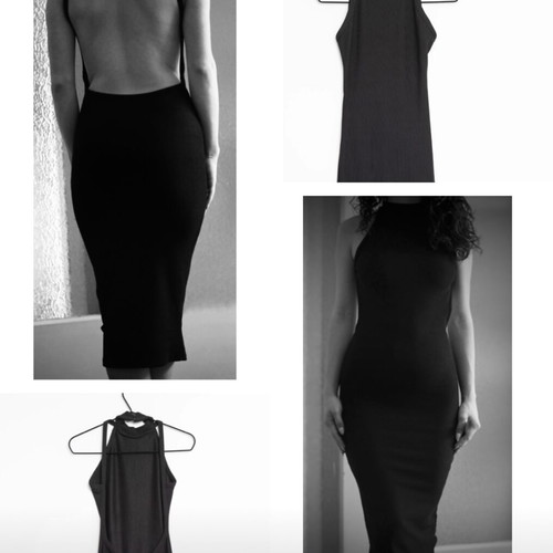 Bershka Night Out Maxi Pencil Backless Dress New Black