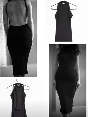 Bershka Night Out Maxi Pencil Backless Dress New Black