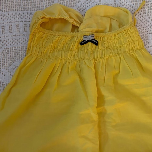 Imperial Yellow Strapless Women's Blouse S Made in Italy Silk Cotton