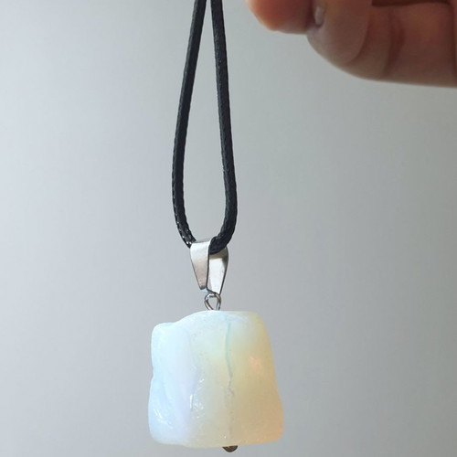 Handmade necklace with raw opal and stainless steel clasp new