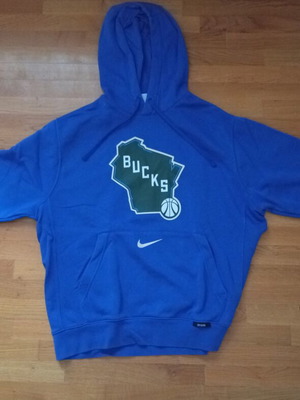 NBA Milwaukee Bucks City Edition hoodie like new, size L, blue, Nike