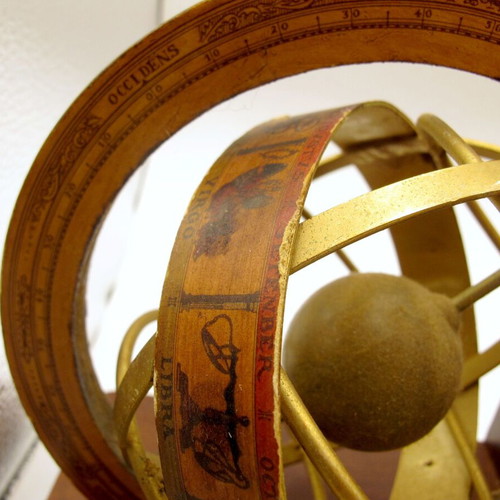 Vintage Italian bookends with armillary spheres globes 1960s–70s