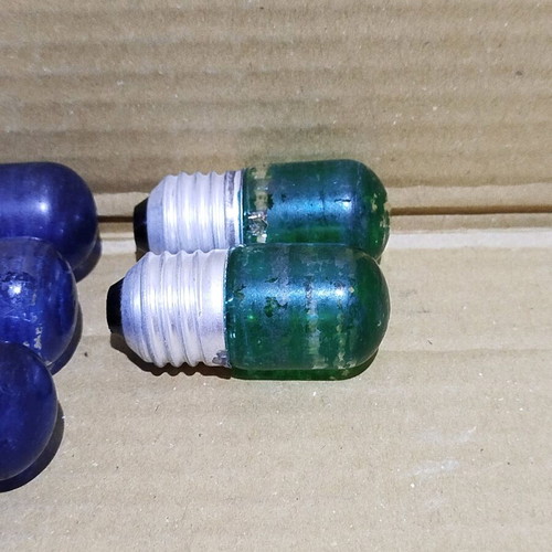 Colored incandescent light bulbs with E27 base used, pack of 9