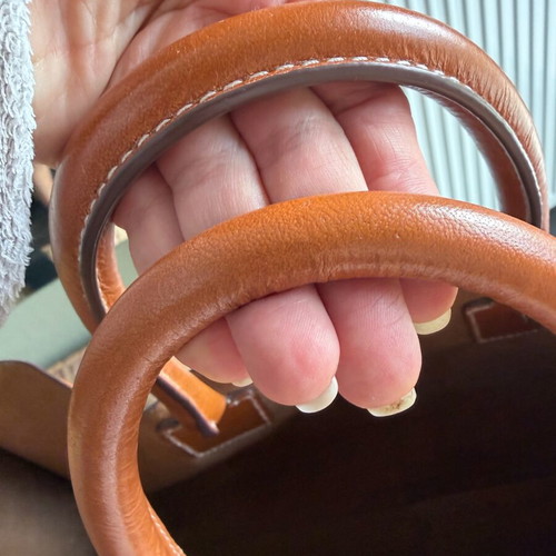 Zara Home leather handbag used, brown and orange, travel and beach