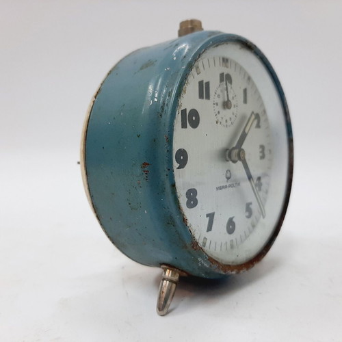 Mera-Poltik vintage mechanical alarm clock from 1950s Poland, used