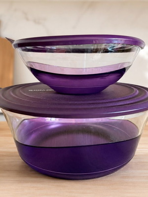 Tupperware Elegant σετ μπολ 600 ml & 2,3 L, καινούργιο, μωβ