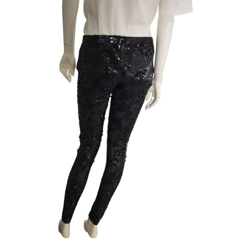 P.A.R.O.S.H. black sequin leggings with cutouts, size M