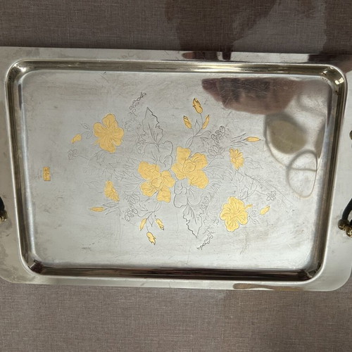 Stainless Steel Serving Tray used with gold design