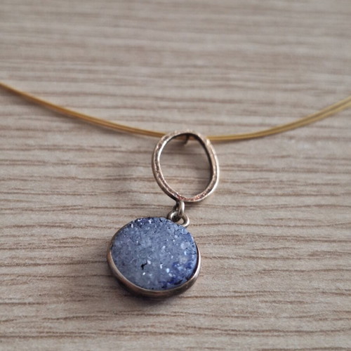 Minimal Blue Necklace with Glitter Effect like new