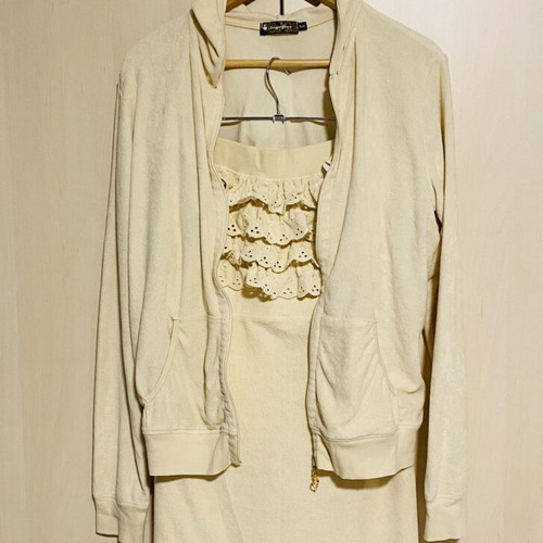 SugarFree cotton dress and hoodie set beige like new
