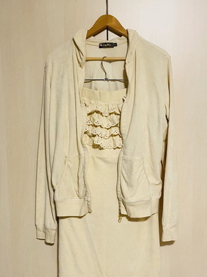 SugarFree cotton dress and hoodie set beige like new