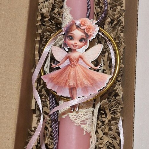 Scented candle with wooden fairy decoration new