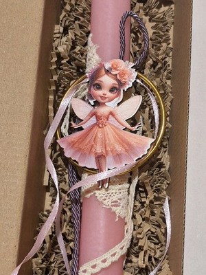 Scented candle with wooden fairy decoration new