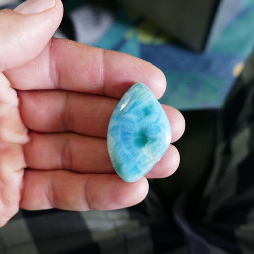 Larimar Cabochon natural stone new from Caribbean 14.1 g