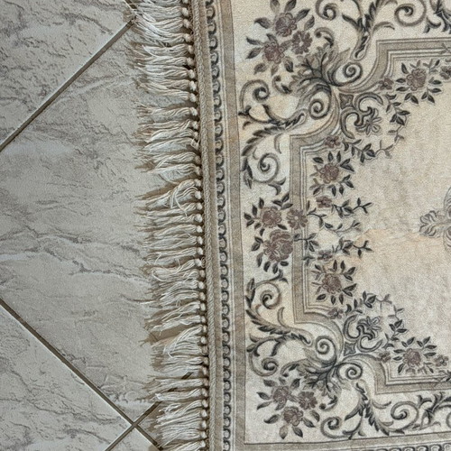 Bedroom rugs set used, modern motif with fringes