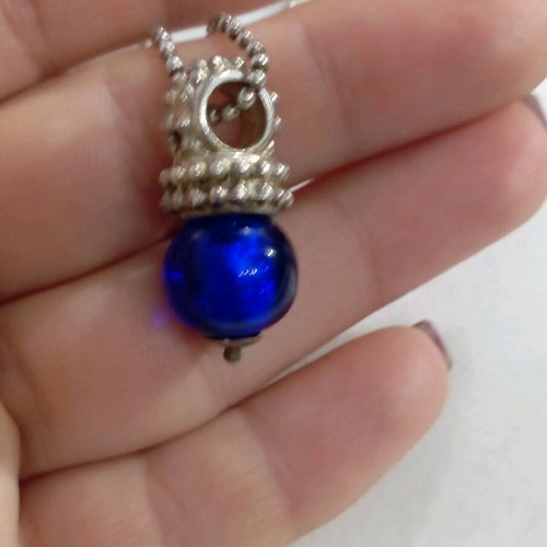 Silver necklace 915 with blue Murano pendant like new