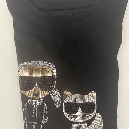 Karl Lagerfeld Ikonik Τοπ Μεταχειρισμένο Μαύρο Μεγάλο Βαμβάκι
