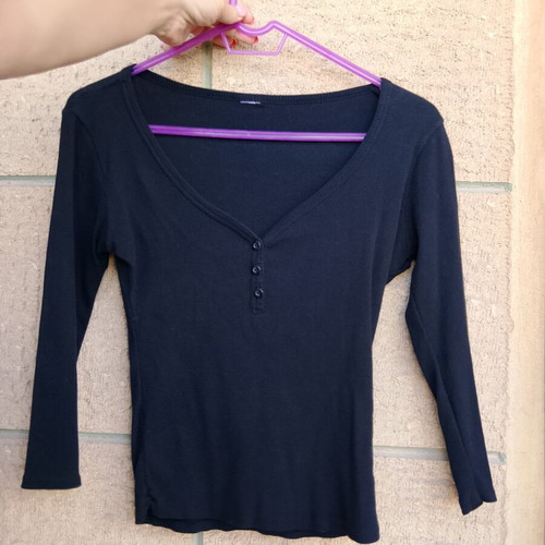 Long-sleeve blouse size S, black and blue